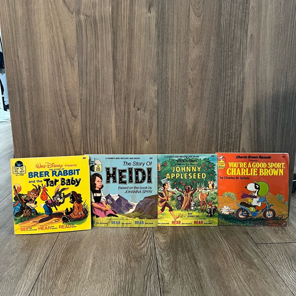 4 Vintage Kids books with Read Along Records